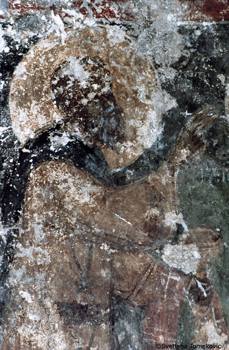 Fresco, west wall, showing Communion, detail