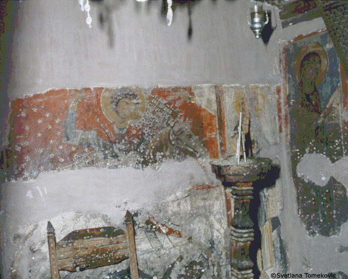 Fresco, north wall, showing a saint