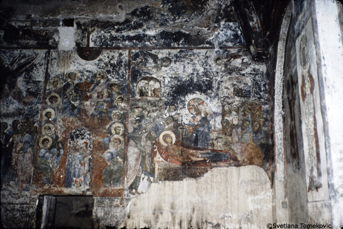 Fresco, west wall showing the Dormition