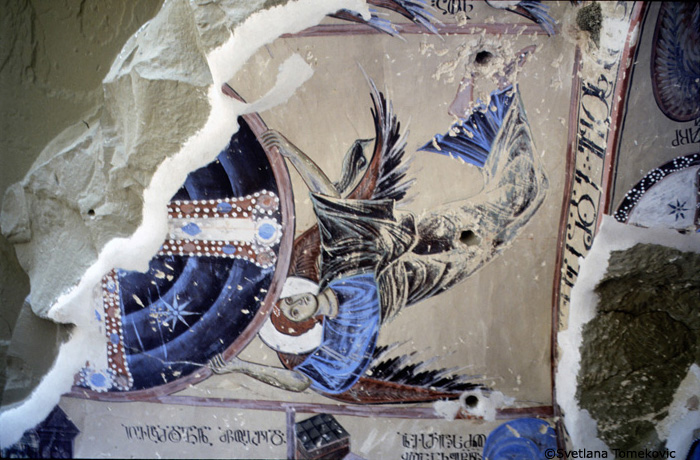 Fresco showing the raising of the Cross (detail)