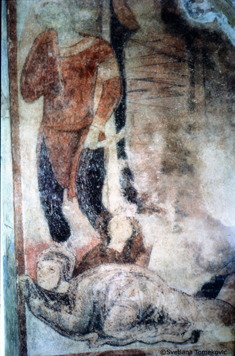 Fresco, northern tympanum showing the Raising of Lazarus