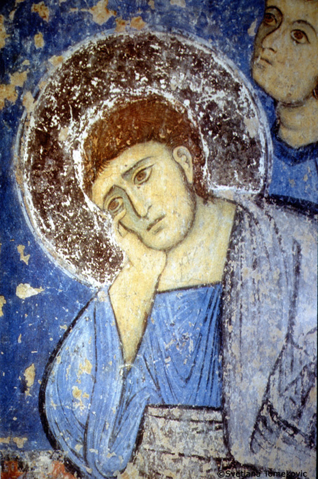 Fresco showing Saint John at the crucifixion (detail)
