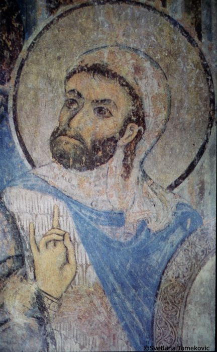 Fresco showing the Centurion at the Crucifixion (detail)