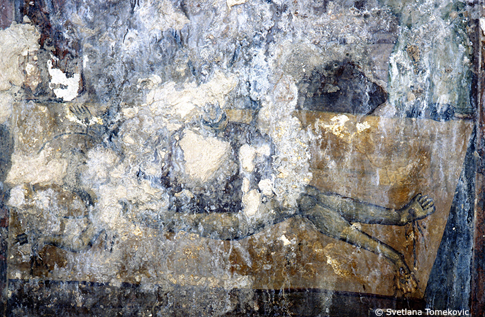 Wall, north, fresco, Scene no. 5, detail