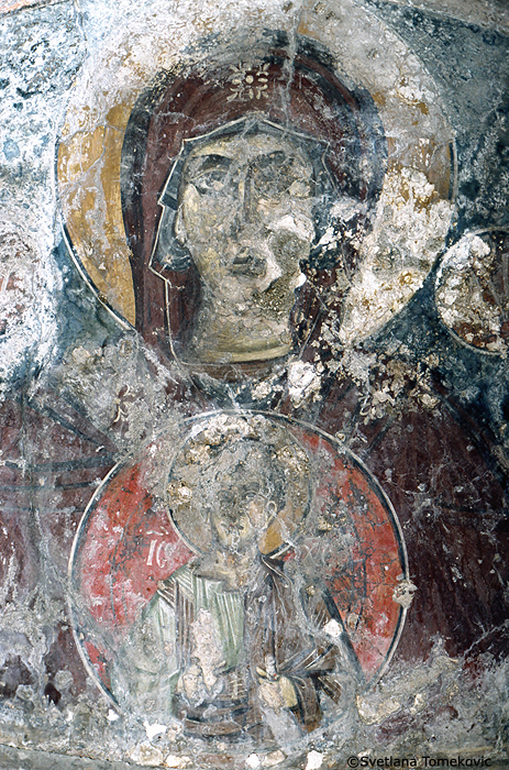 Wall, apse, fresco showing Virgin Mary and Christ Child