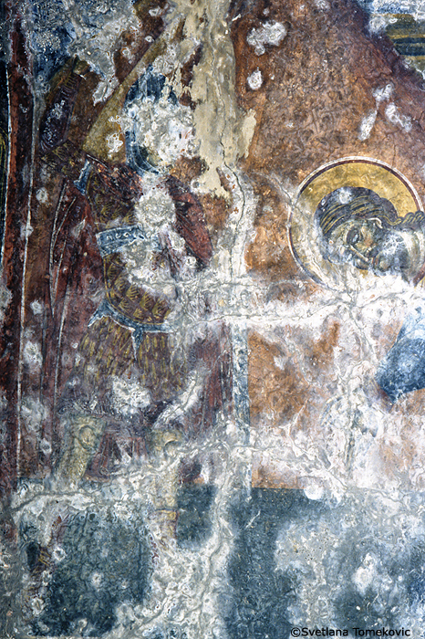 Fresco, south wall, showing scene from life of St. Isidore, detail
