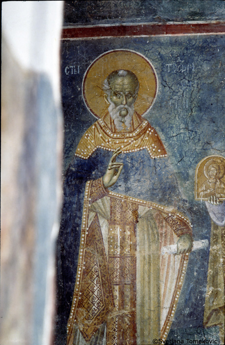 Fresco, wall, north, showing Theodore of the Studium (Theodore the Studite)