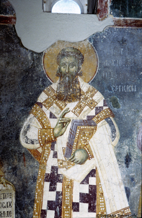 Fresco, wall, north, possibly showing Sabas