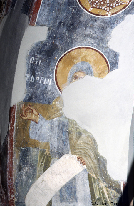 Fresco, arch, northwest, showing Cosmas ?