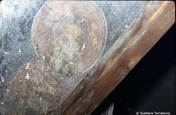 Fresco, south colonnade, west 2, possibly showing Theodore the Studite