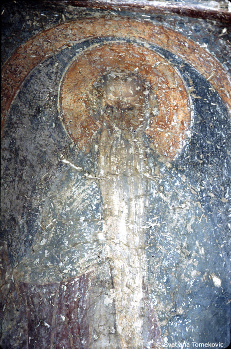 Fresco, nave, east wall, showing St. Euthymios dressed as monk