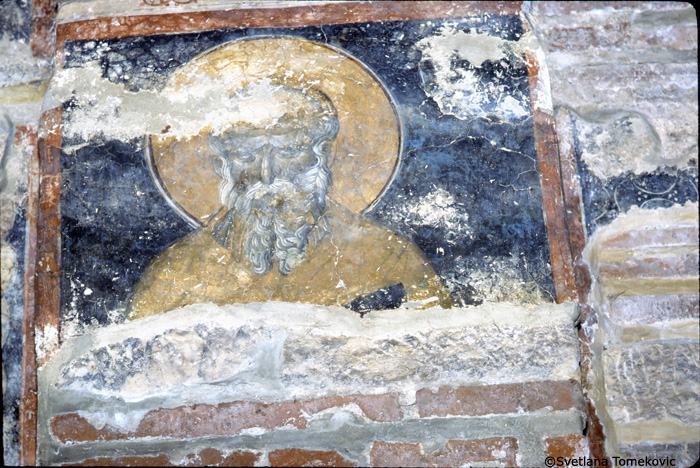 Fresco, narthex, north pilaster (?), showing saint