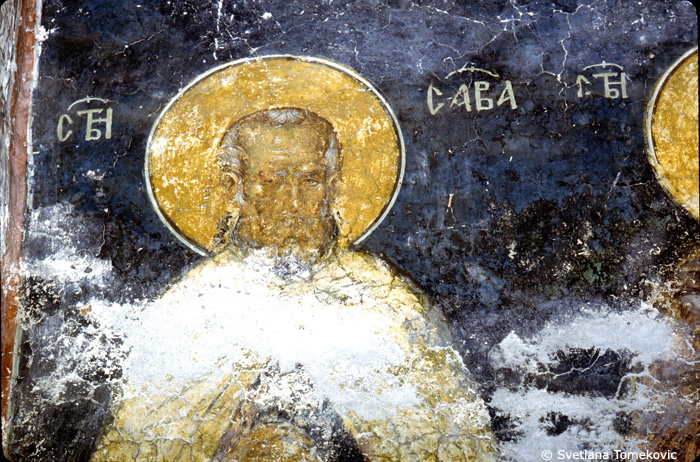 Fresco, nave, showing Sabas of Jerusalem