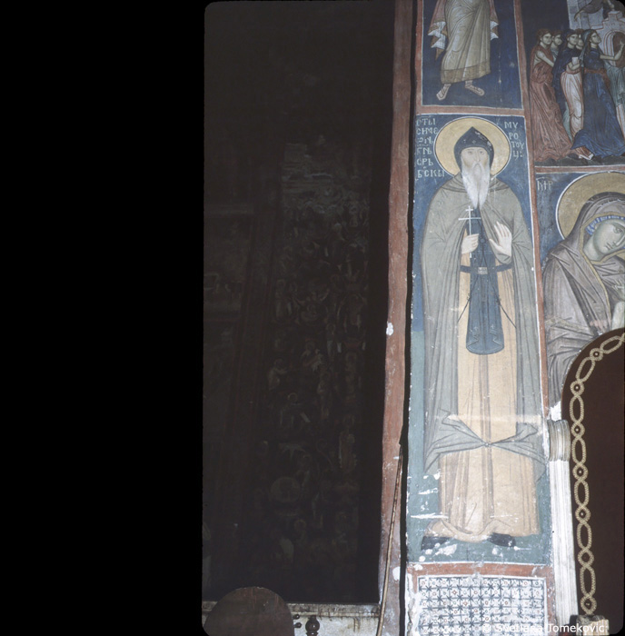 Fresco, nave, showing saint