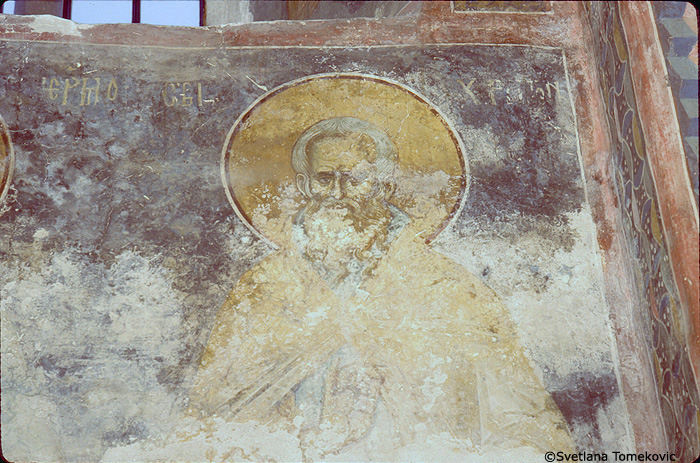 Fresco, nave, showing saint