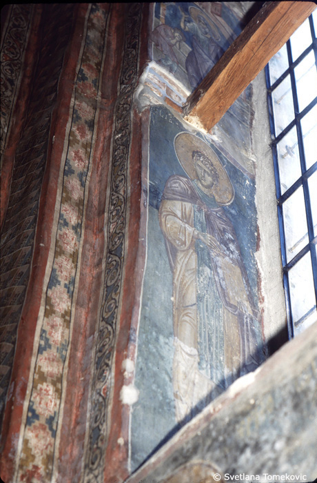 Fresco, nave, showing saint