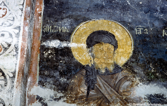 Fresco, Chapel of St. Nicholas, showing Anthony  Abbot the Great