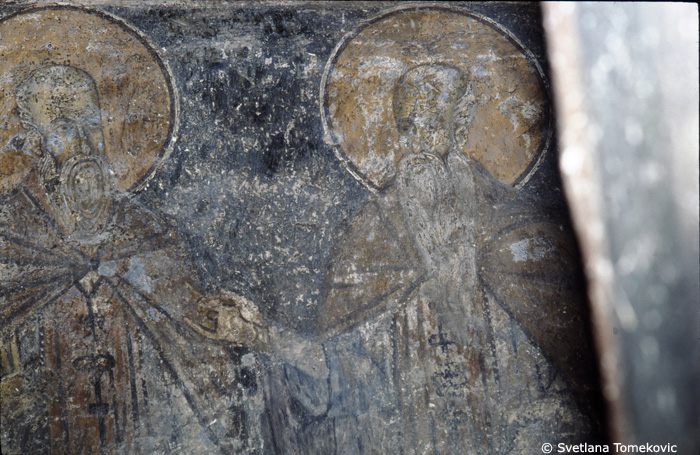 Fresco, west wall, north bay, monk