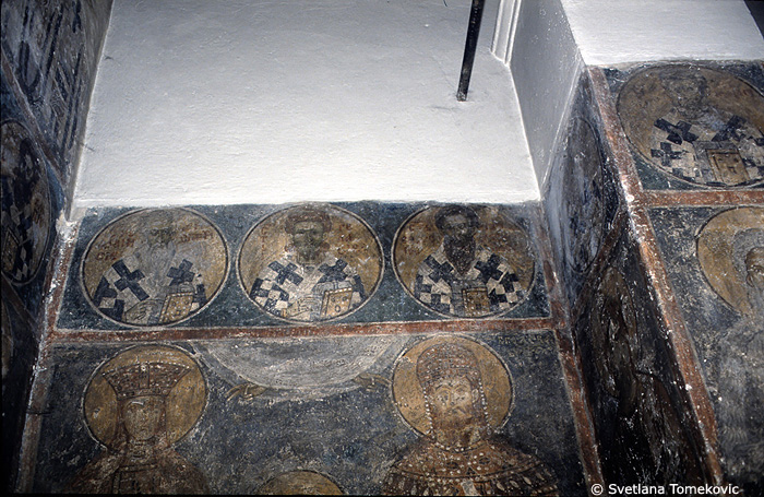 Fresco, north wall, 3 bishops