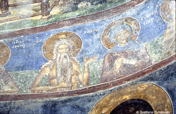 Fresco, showing Onuphrius of Egypt and Ephrem(?)
