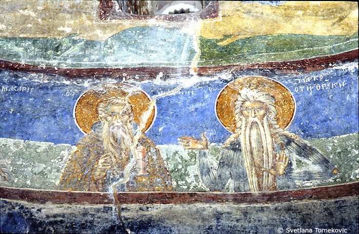 Fresco, showing saint and Mark of Thrace
