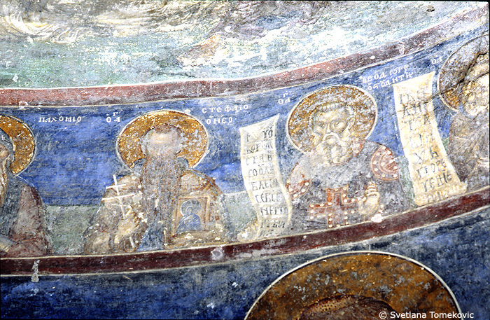 Fresco, showing Stephen the Younger and Theodore of the Studium (Theodore Studites)