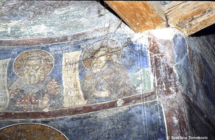 Fresco, showing Theodore of the Studium (Theodore Studites) and Theophanes