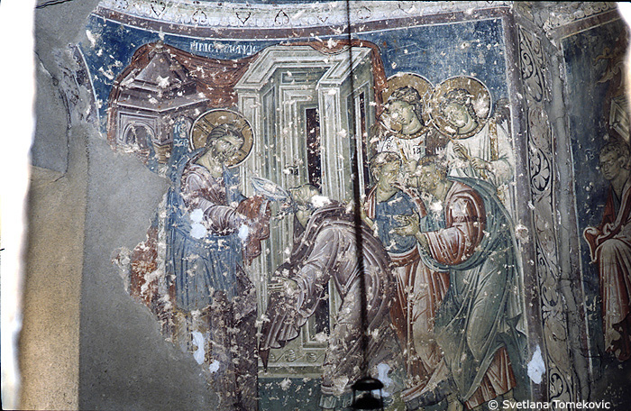 Fresco, north wall, showing donors
