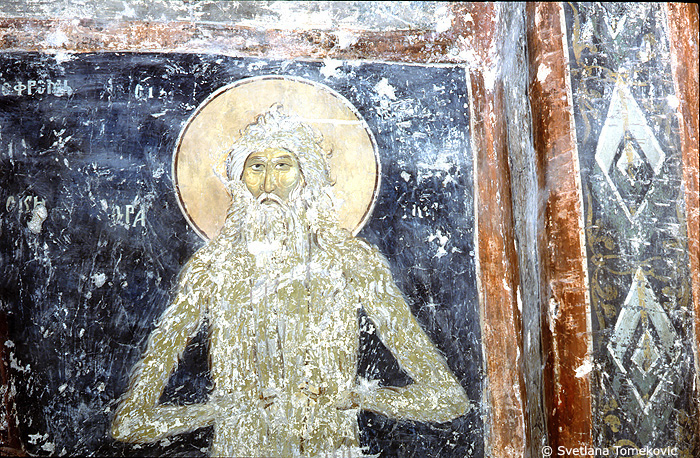 Fresco, south wall, showing Macarius of Alexandria