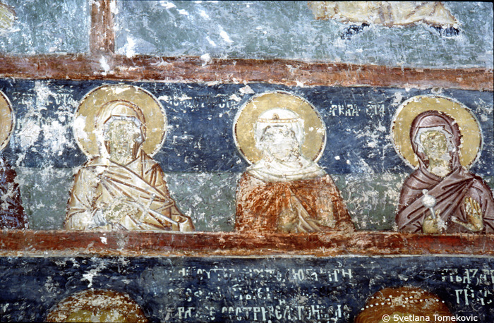 Fresco, south or west wall, showing female saints