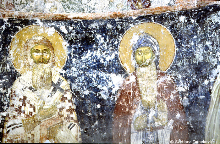 Fresco, south wall, north conch, possibly showing Sabas and Simeon Ne...(?)