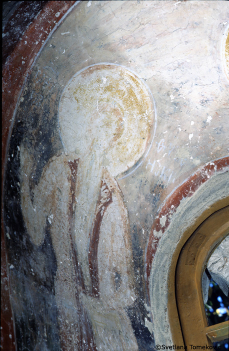 Fresco, west bay, south opening, possibly showing Paul the Hermit (Paul of Thebes)