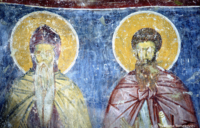 Fresco, south conch, showing Simeon and Sabas