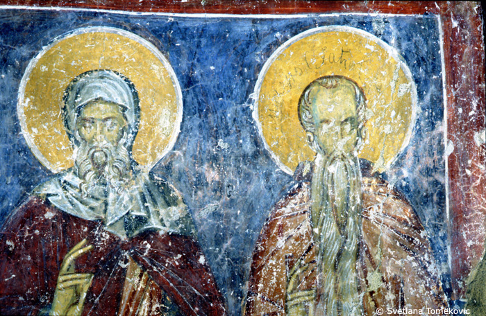 Fresco, south conch, showing Anthony and Euthymius