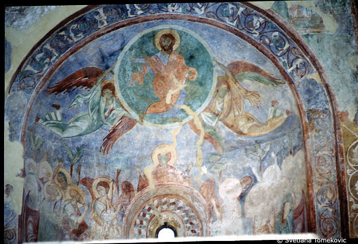 Fresco, apse, conch, showing Christ, Ascension