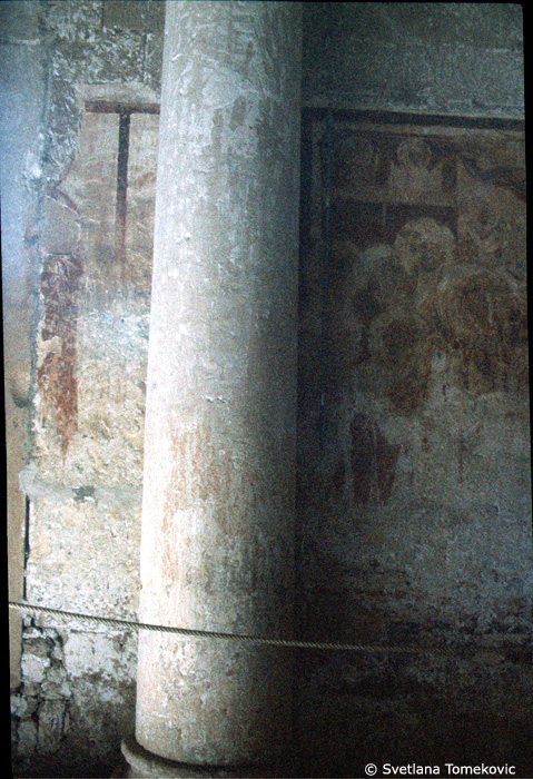 Fresco, west wall showing Virgin Mary: Death