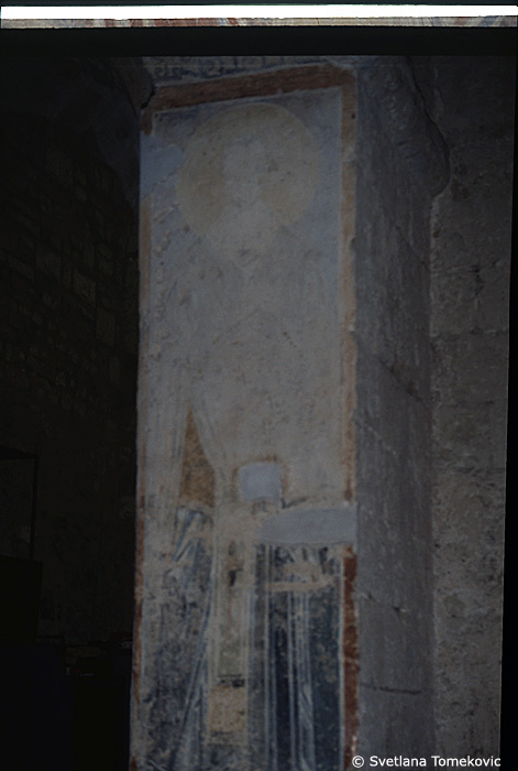 Fresco, north aisle, south wall, east end, showing John Chrysostom