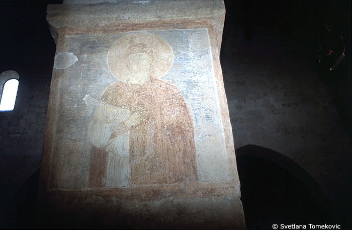Fresco, south aisle, north wall, second pilaster, first register, showing Procopius of Caesaria