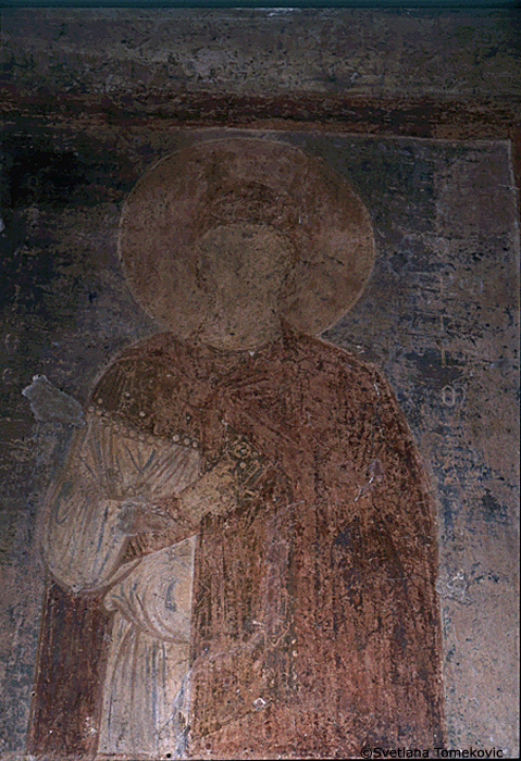 Fresco, south aisle, north wall, second pilaster, first register, showing Procopius of Caesarea (detail)