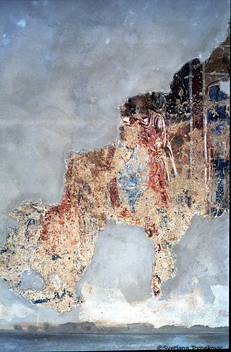 Fresco, south aisle, south wall, west end, scene below, and to the left of the first register