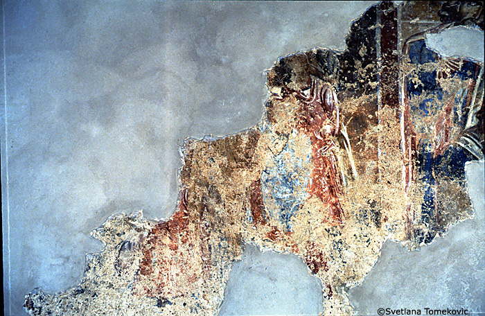 Fresco, south aisle, south wall, west end, scene below, and to the left of the first register