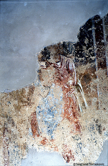 Fresco, south aisle, south wall, west end, scene below, and to the left of the first register