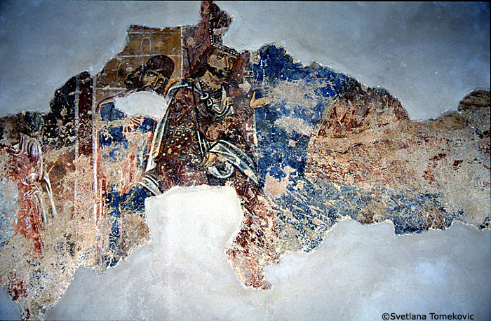 Fresco, south aisle, south wall, west end, scene below, and to the right of the first register