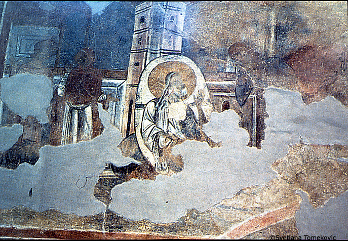 Fresco, central nave, south wall, showing Benediction of Jacob?