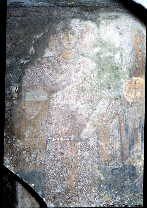 Fresco, south iconostasis, showing Archangel Michael