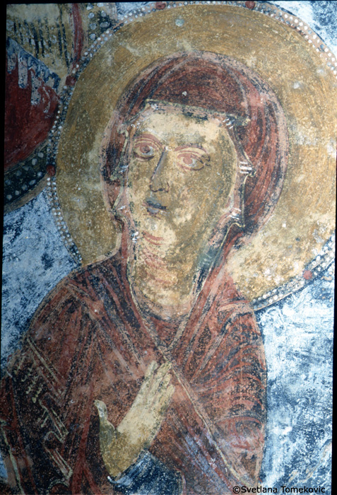 Fresco, vault, southwest, showing Christ: Flight into Egypt