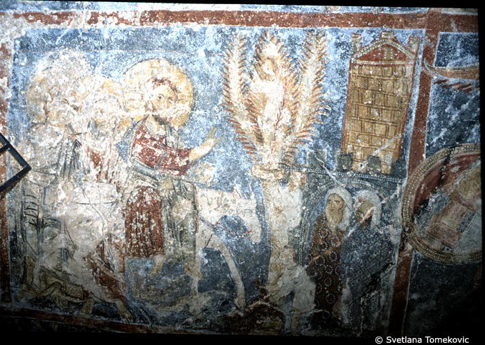 Fresco, northeast vault, showing Christ: Entry into Jerusalem