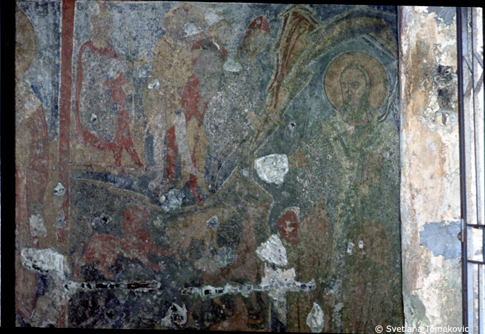 Fresco, west wall, showing Blasius of Sebaste (detail)