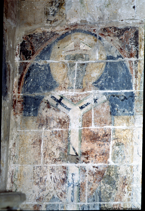 Fresco, south wall, first register, first saint on east end