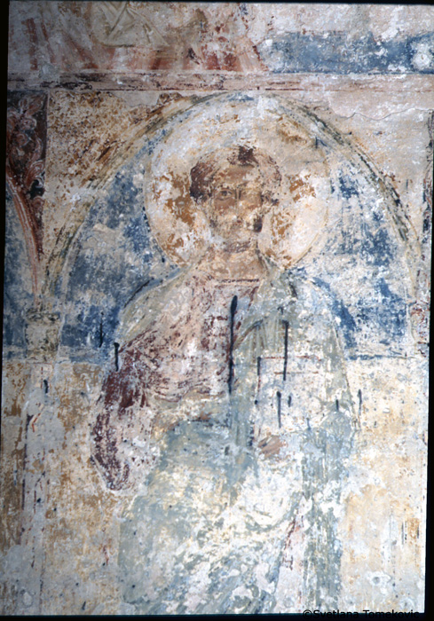 Fresco, south wall, first register, fourth saint from east end